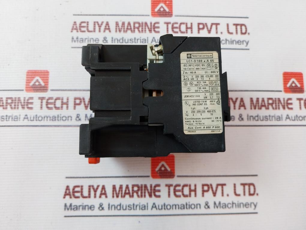 Telemecanique Lc1-d169•A 65 Contactor 40A 660V