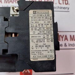 Telemecanique Lc1-d169•A 65 Contactor 40A 660V