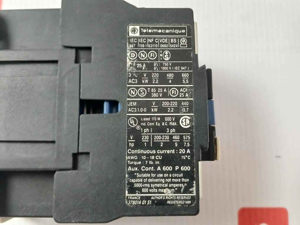 Telemecanique Lc1 D09 01 Contactor Module