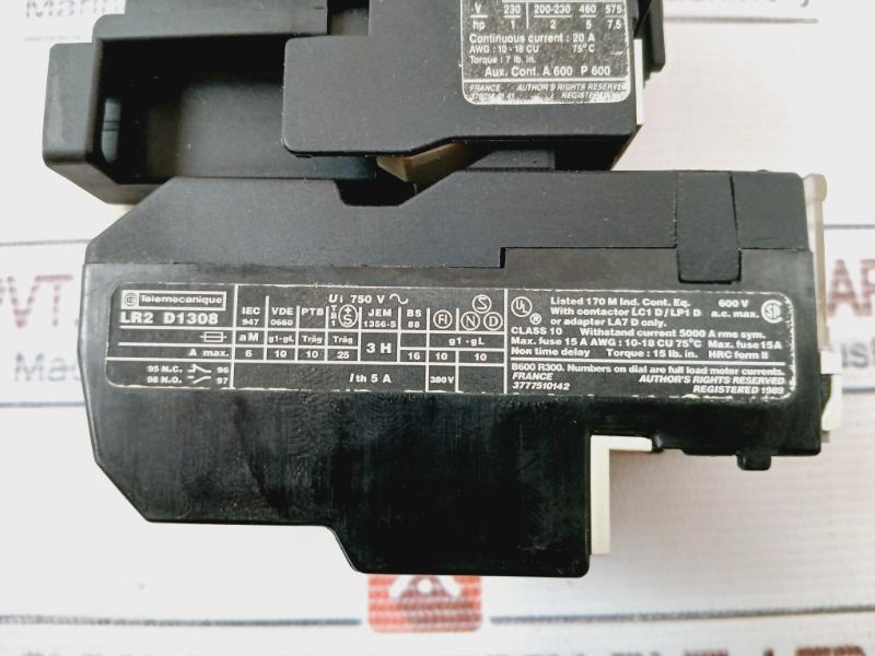 Telemecanique Lc1 D09 10 Contactor Lc1 D/Lp1 600V Ac 20A