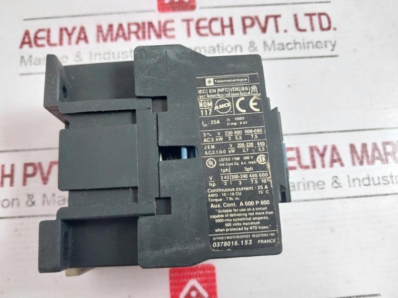 Telemecanique Lc1D1210 Power Contactor Iec 947 600V Ac 1000V 8Kv Awg 10-18