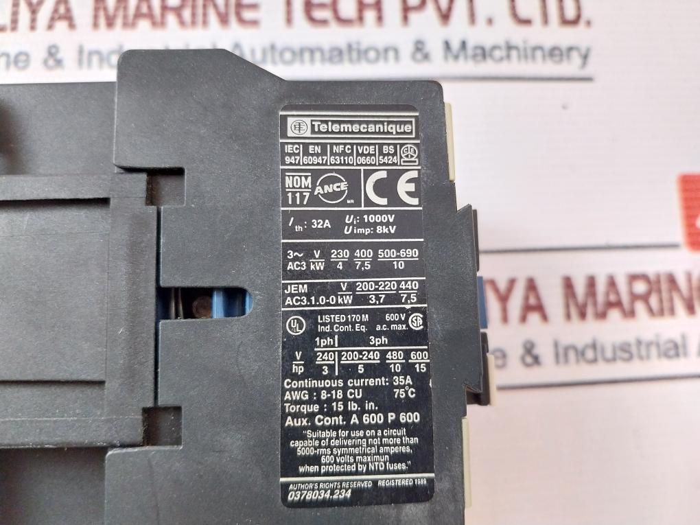 Telemecanique Lc1 D1810 Contactor 32a 1000v