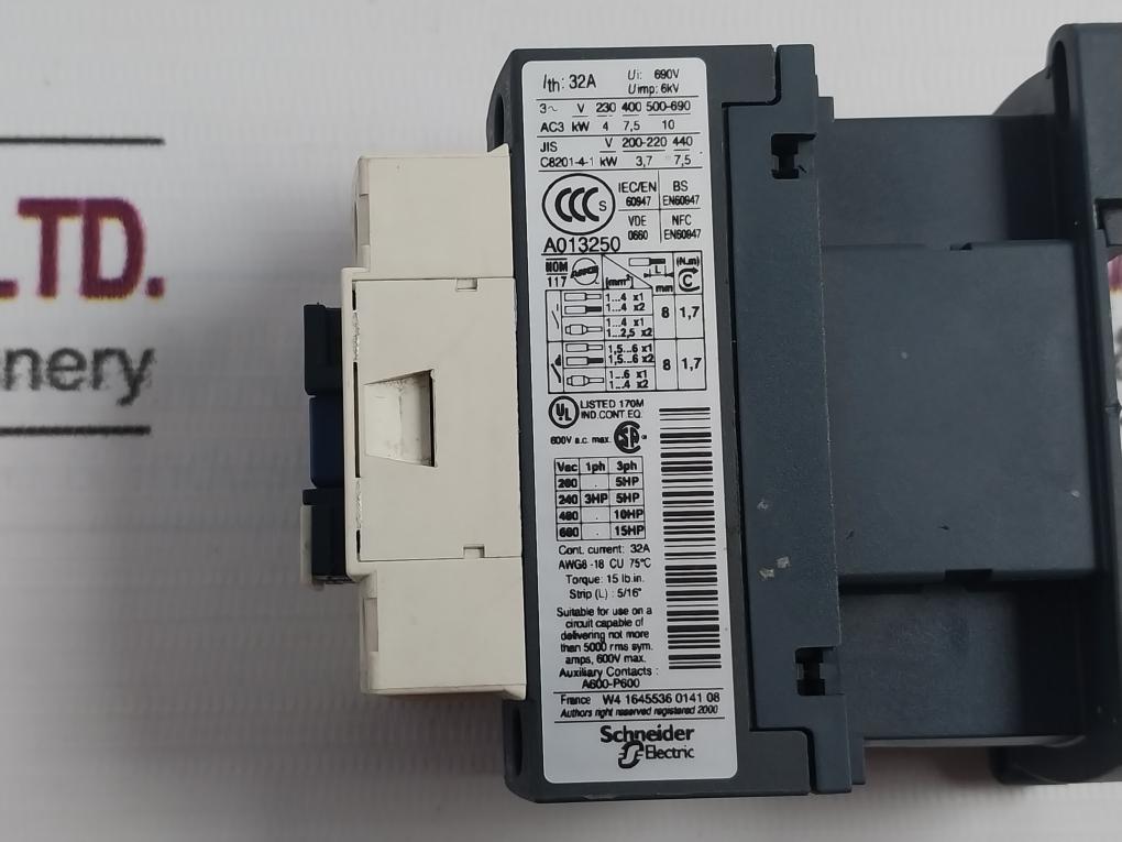 Telemecanique Lc1D18 Power Contactor 75C 50/60Hz