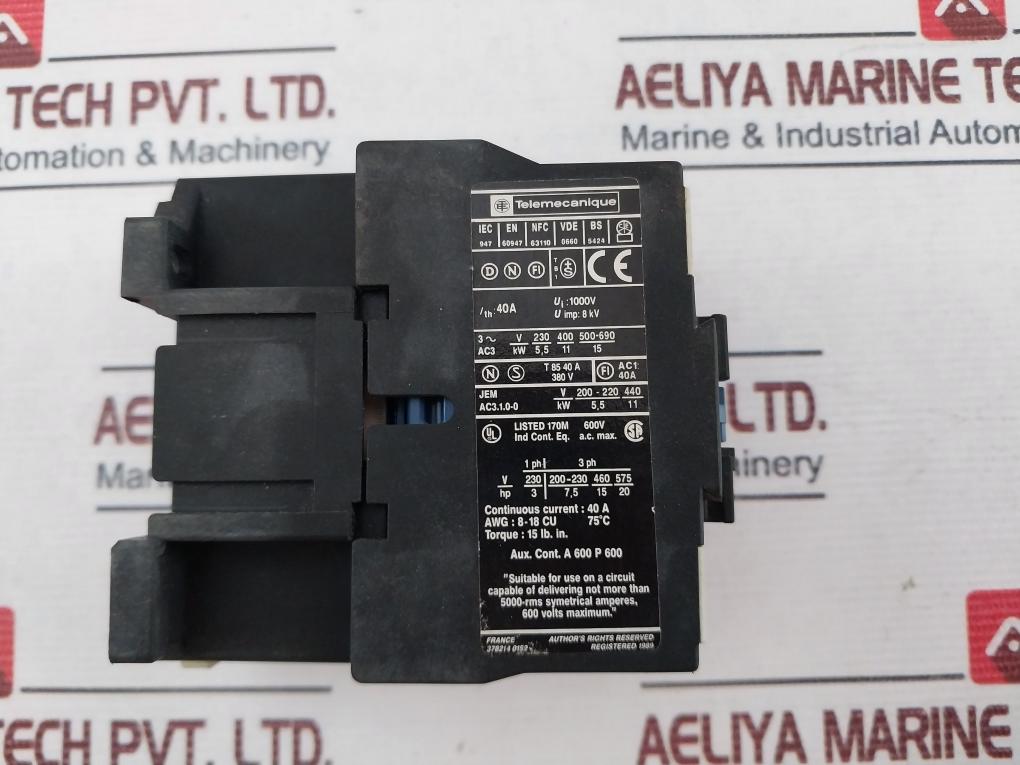 Telemecanique Lc1 D2510B7 Contactor 24V 50/60Hz