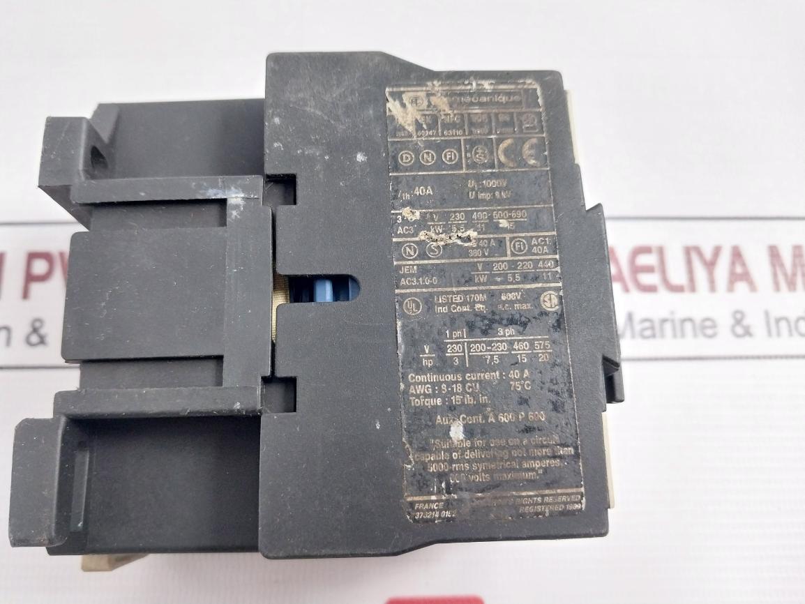 Telemecanique Lc1 D2510 Contactor 40A 220-240V 600Vac 8Kv 50-60Hz