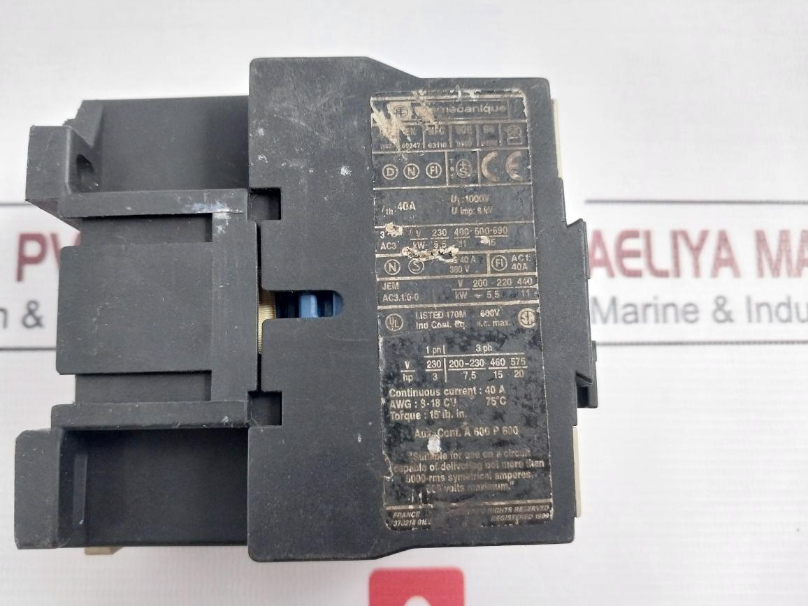 Telemecanique Lc1 D2510 Contactor 40A 220-240V 600Vac 8Kv 50-60Hz