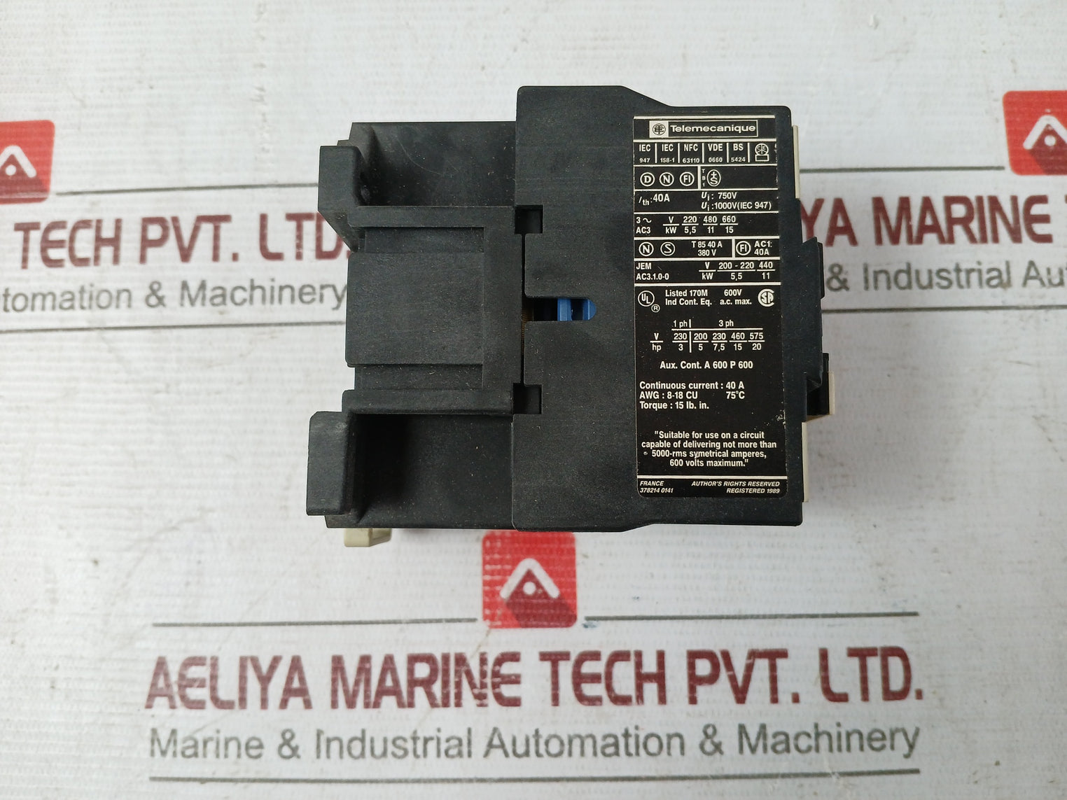 Telemecanique Lc1 D2510M7 Definite Purpose Contactor 600V Ac Max