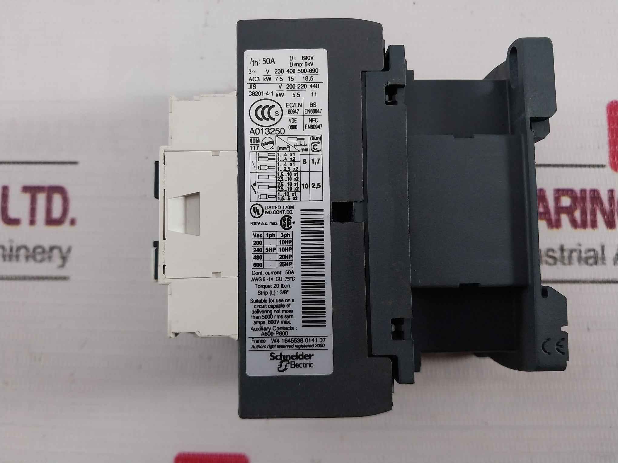 Telemecanique Lc1D32 Contactor 75C 50A 6Kv