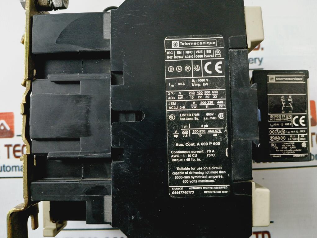 Telemecanique Lc1 D50 11 Contactor