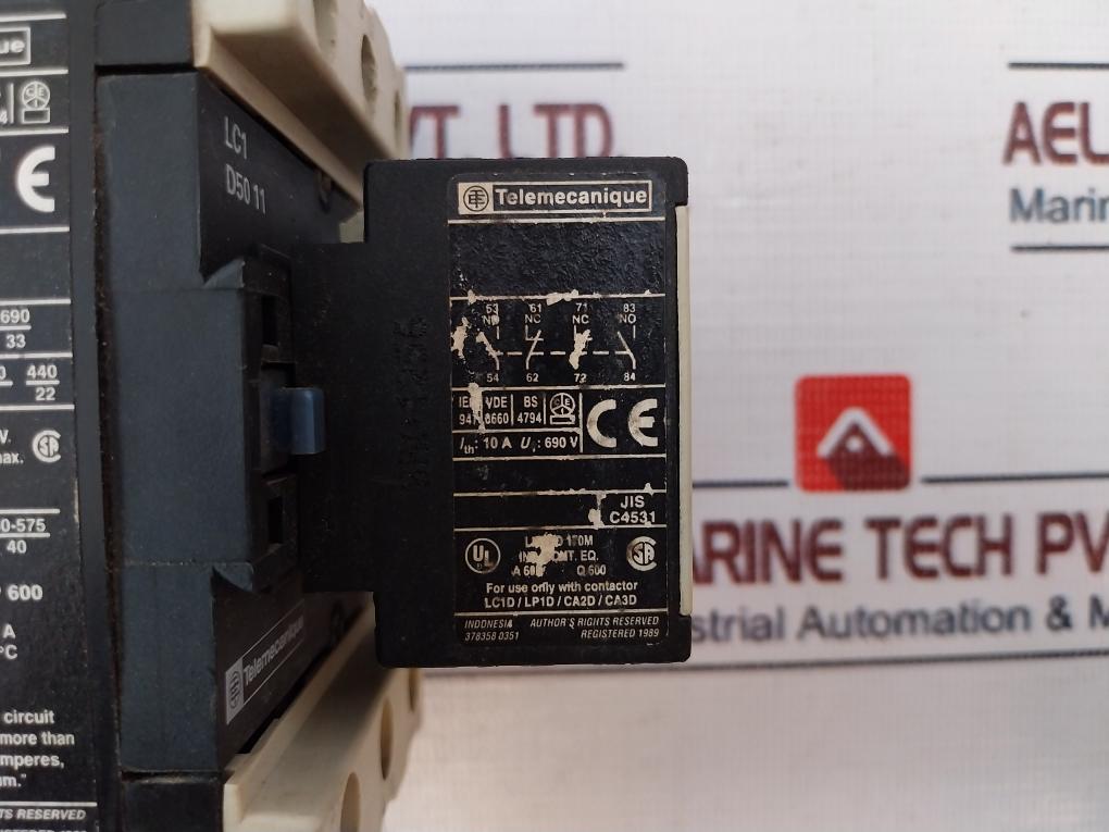 Telemecanique Lc1 D50 11/ La1 Dn22 Contactor Motor Control 80A 1000V