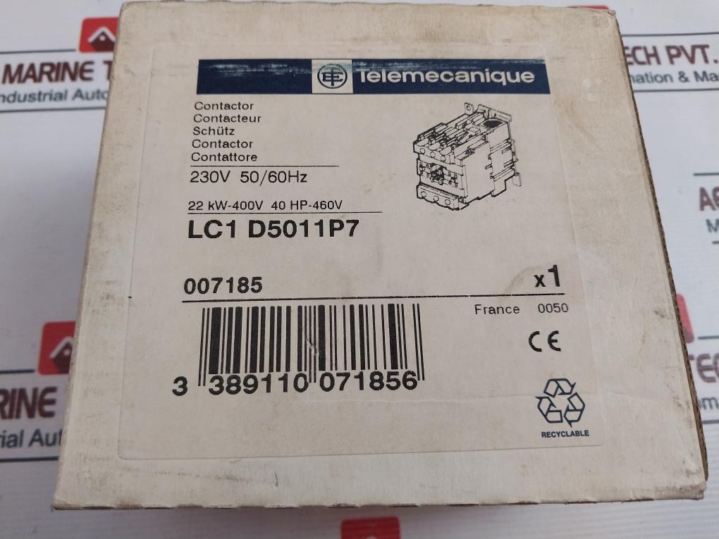 Telemecanique Lc1 D5011P7 Contactor 22 Kw-400V 40Hp-460V