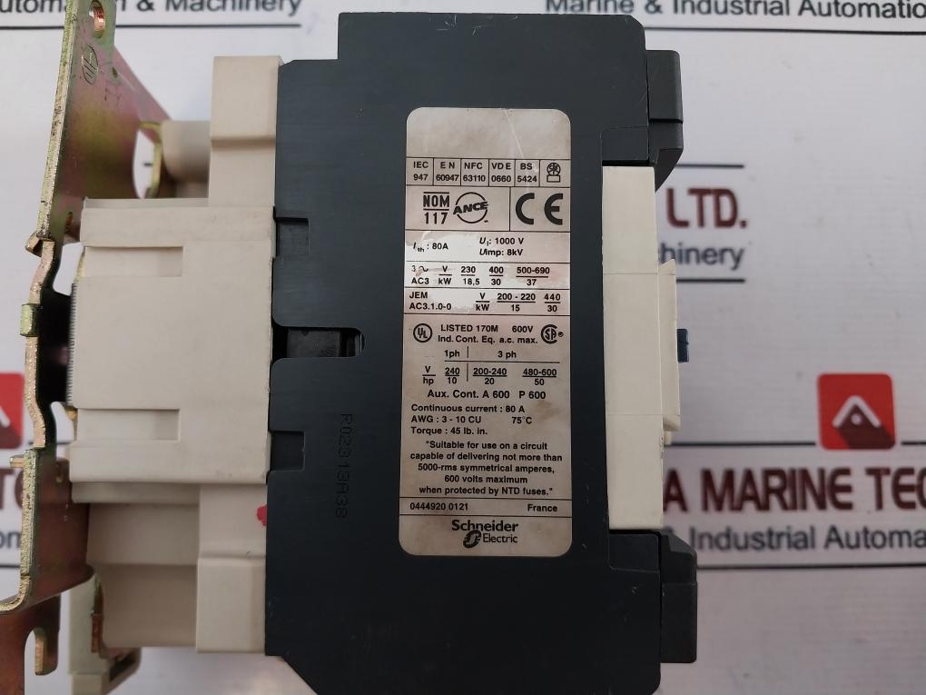 Telemecanique Lc1 D6511 Contactor 80a 60hz