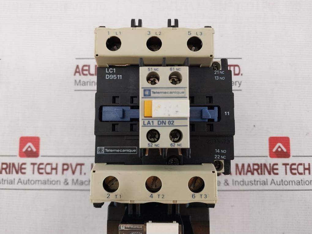 Telemecanique Lc1 D9511 Contactor, Lr2D33 Overload Relay, La1Dn02 Contact Block