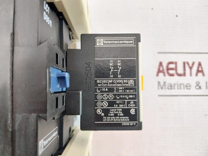 Telemecanique Lc1 D9511 Contactor, Lr2D33 Overload Relay, La1Dn02 Contact Block