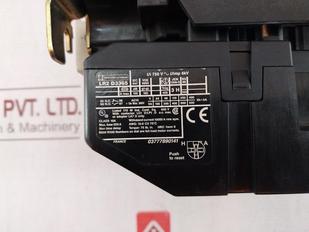 Telemecanique Lc1 D9511 Contactor, Lr2D33 Overload Relay, La1Dn02 Contact Block