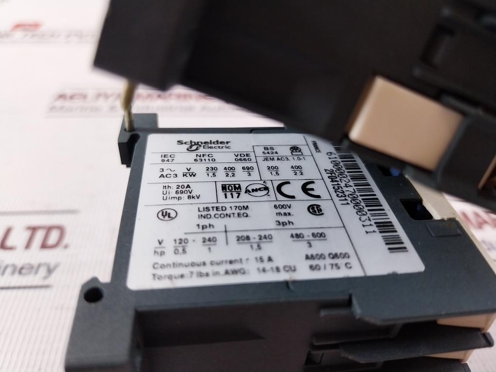 Telemecanique Lc1K0610B7 Square D Contactor 50/60Hz 60/75C 2F04152311 Gv2-af01