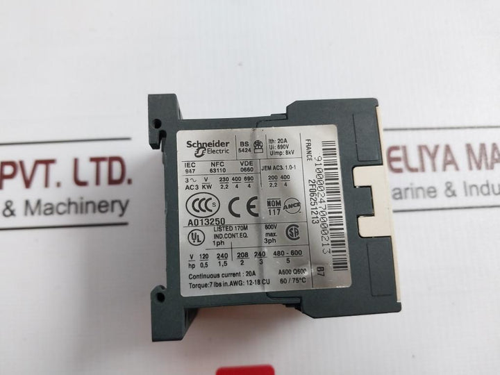 Telemecanique Lc1K0910B7 Contactor 24V 50/60Hz 20A 690V 8Kv 600V Jem Ac3, 1.0-1