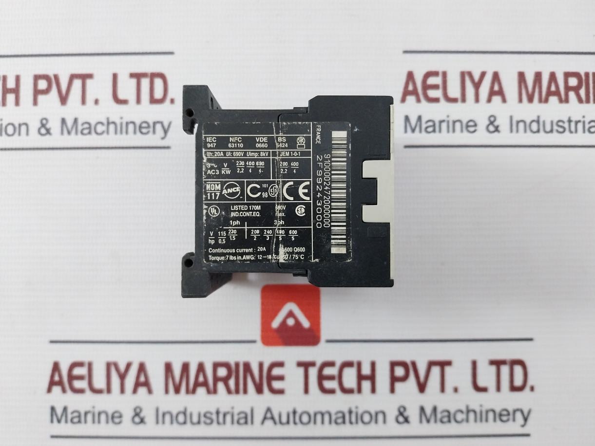 Telemecanique Lc1K0910 Contactor 24V 50/60Hz 20A Awg 12-18