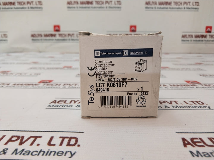 Telemecanique Lc7K0610F7 Contactor A013250 600V Awg.14-18 Cu A600 Q600