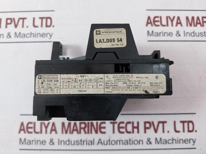 Telemecanique Lr1-d09306 Thermal Overload Relay 1-1.6A 660V Class 10
