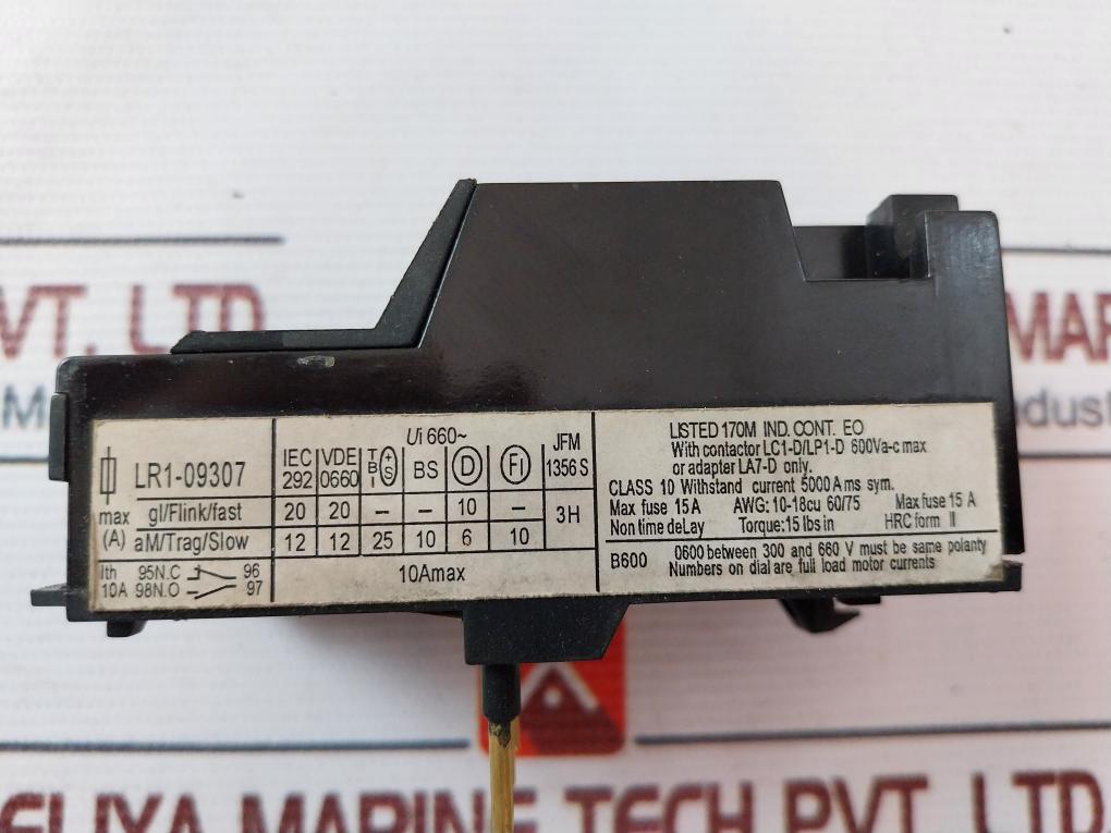 Telemecanique Lr1-d09307 Adjustable Thermal Overload Relay 10A 660V