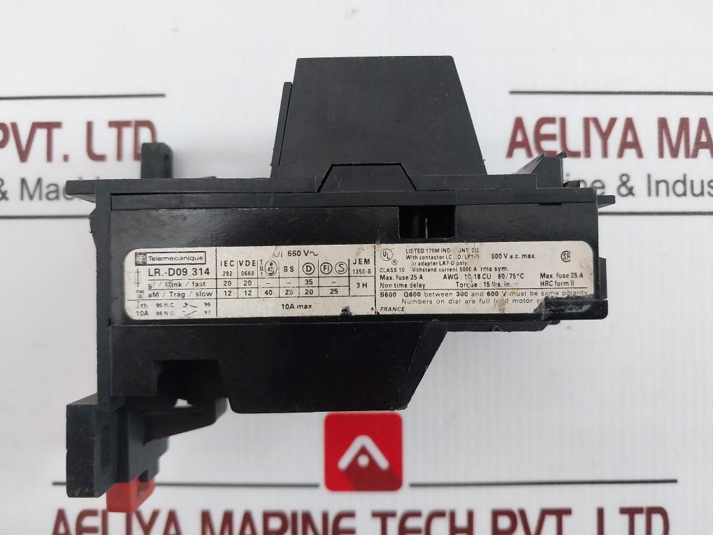 Telemecanique Lr1-d09314 Overload Relay La7 D09 64, 660V~ 10A 600Vac Jem 1356-s
