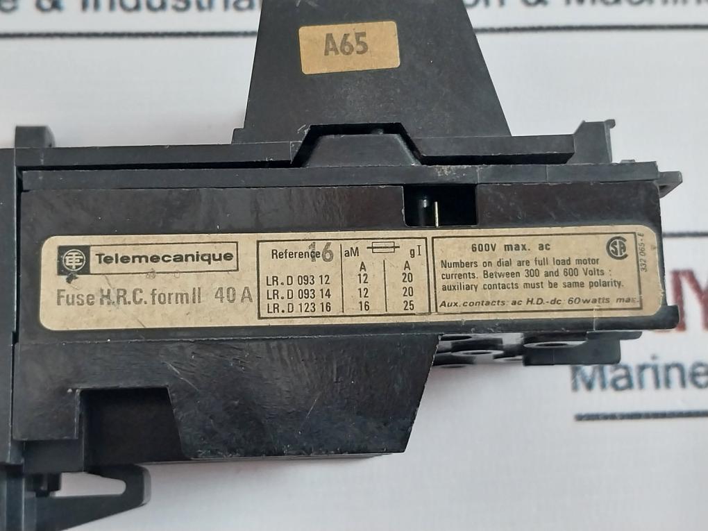 Telemecanique Lr1-d12 Overload Relay 600V
