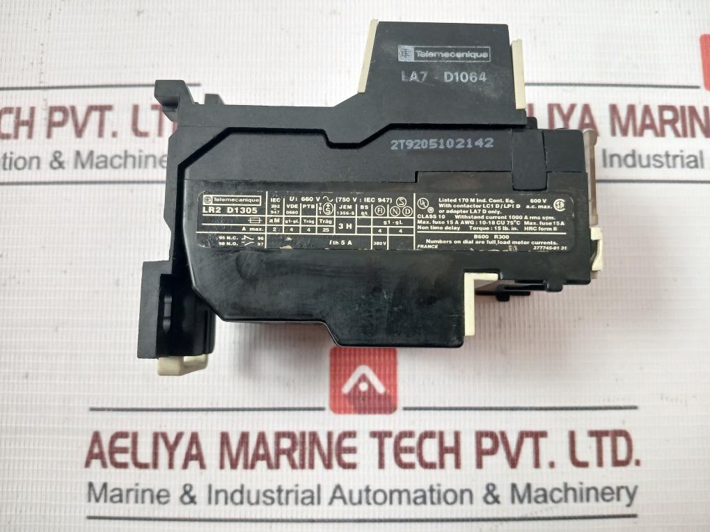 Telemecanique Lr2 D1305 Thermal Overload Relay 660V 5A 380V 600Vac Jem 1356-s