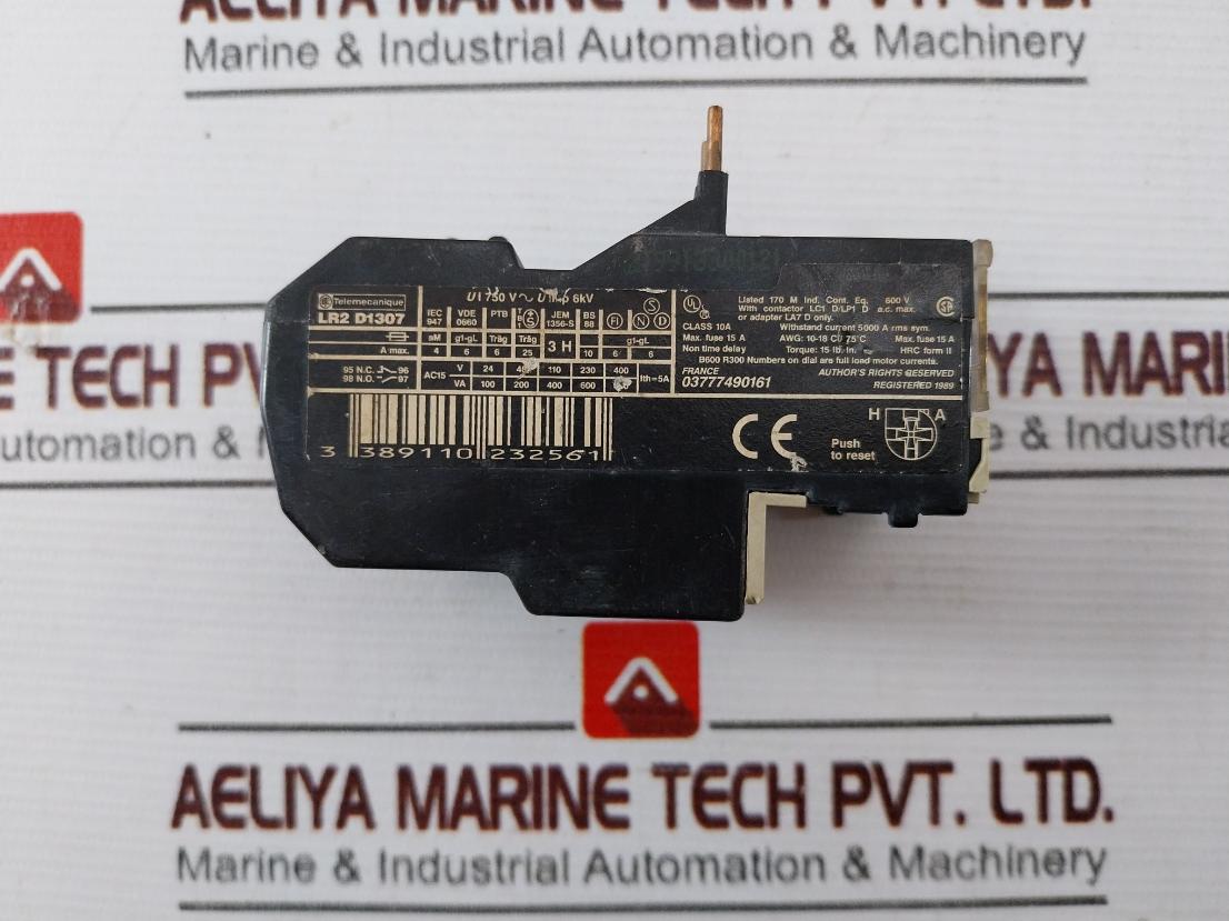 Telemecanique Lr2 D1307 Thermal Overload Relay 750 V 6Kv Lr2 D13 5 A
