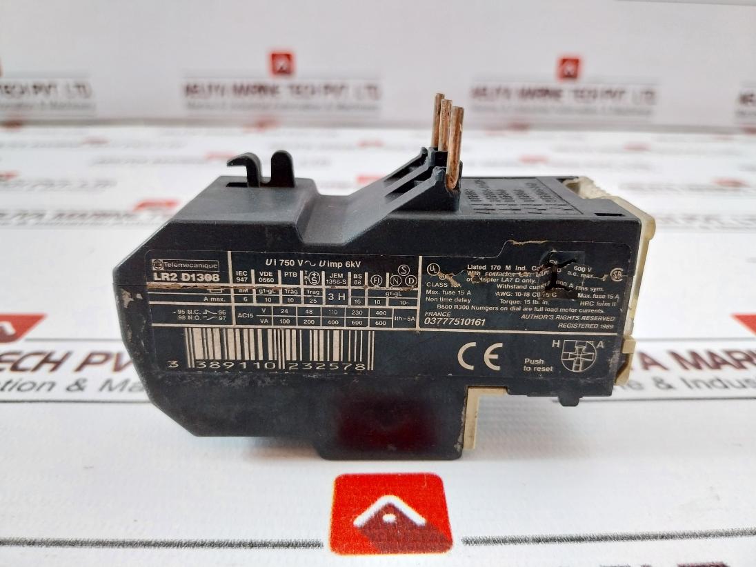 Telemecanique Lr2 D1308 Thermal Overload Relay 2.5-4A Uimp 6Kv