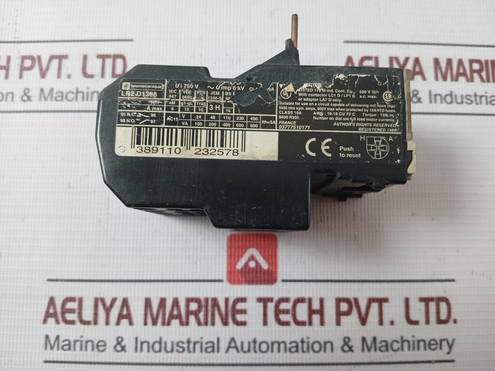 Telemecanique Lr2 D1308 Thermal Overload Relay 6Kv 2.5 – 4 Amps 750V Ac