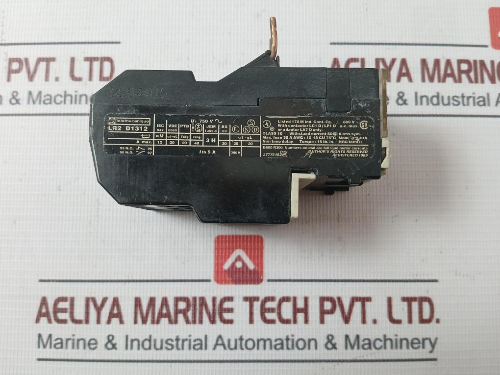 Telemecanique Lr2 D1312 Thermal Overload Relay 5.5–8 Amps 380V / 600V A.C. Max