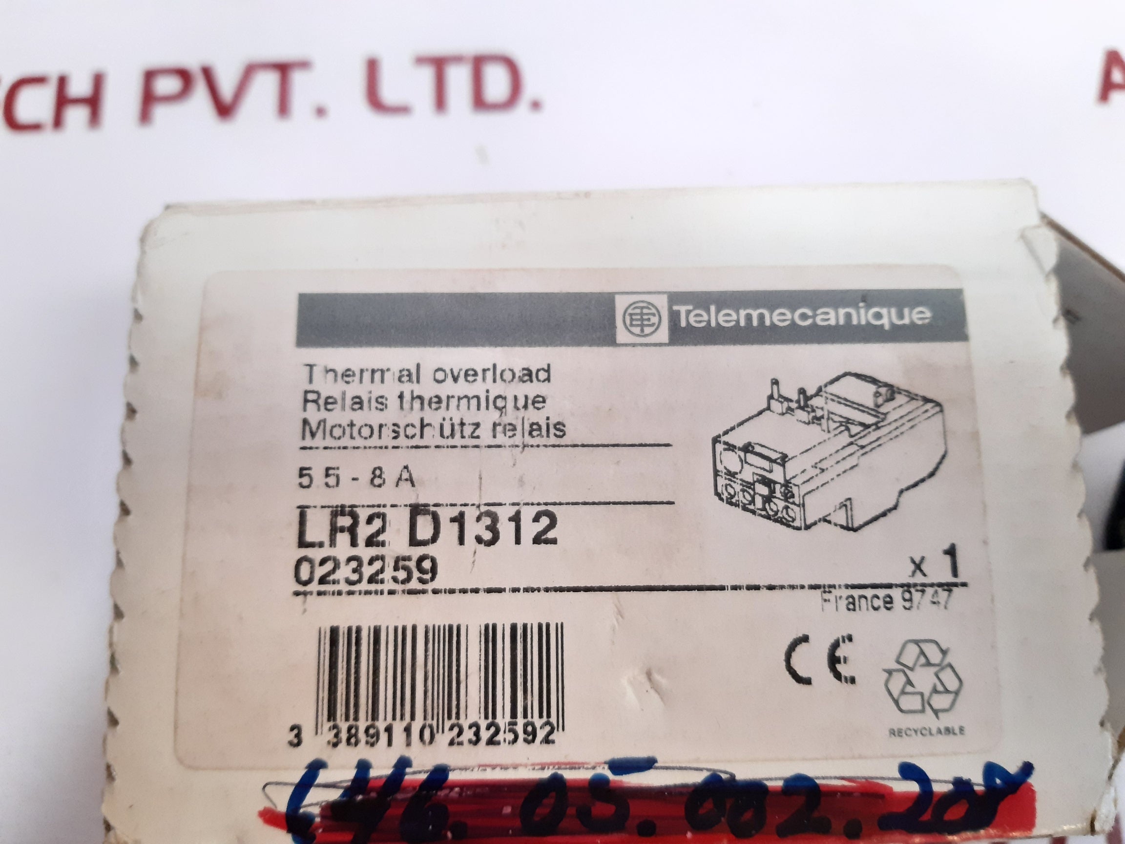 Telemecanique Lr2 D1312 Thermal Overload Relay 5a 600 V