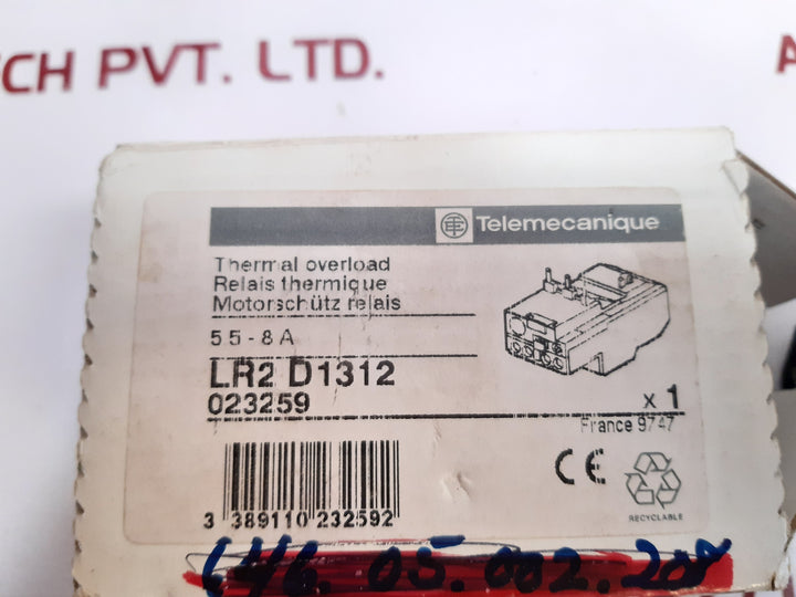Telemecanique Lr2 D1312 Thermal Overload Relay 5a 600 V
