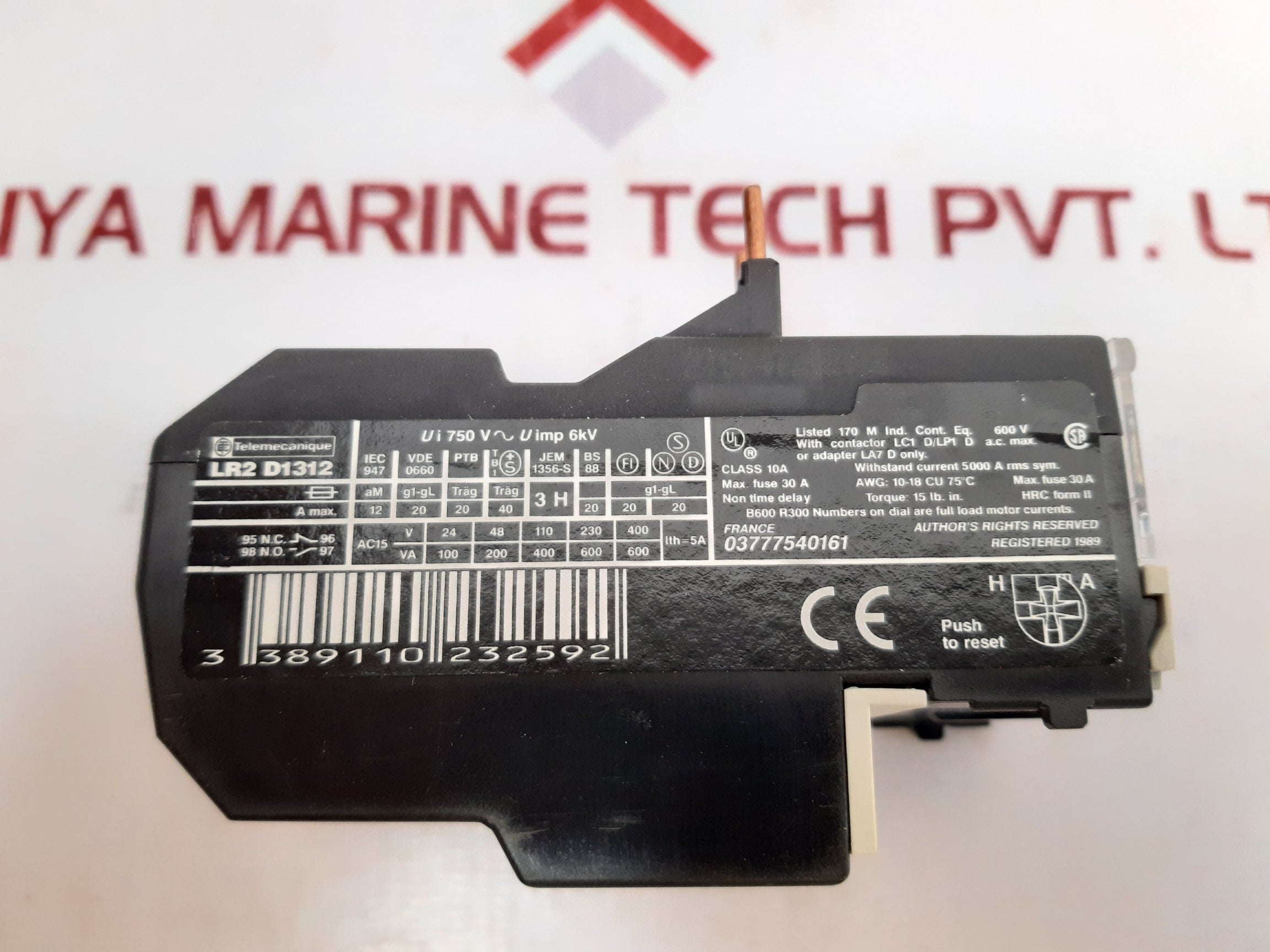 Telemecanique Lr2 D1312 Thermal Overload Relay 5a 600 V