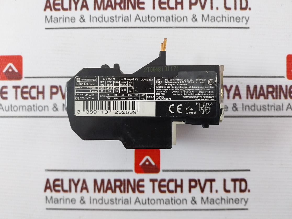 Telemecanique Lr2 D1322 Thermal Overload Relay 17-25A Uimp 6Kv
