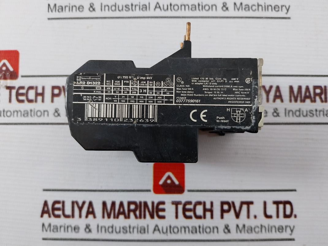 Telemecanique Lr2 D1322 Thermal Overload Relay 17–25A 750V Ac Jem 1356-s 6 Kv