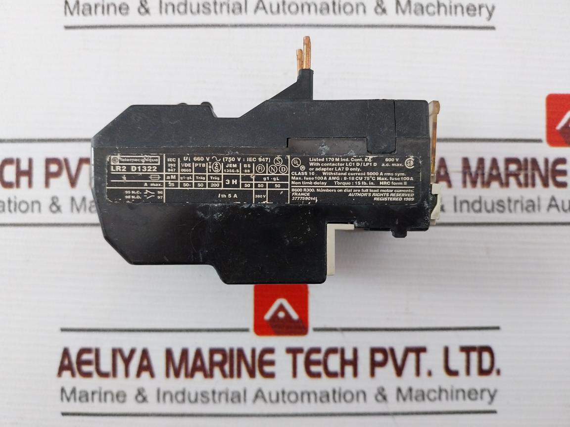 Telemecanique Lr2 D1322 Thermal Overload Relay Iec 292-947 600V Ac Vde 0660