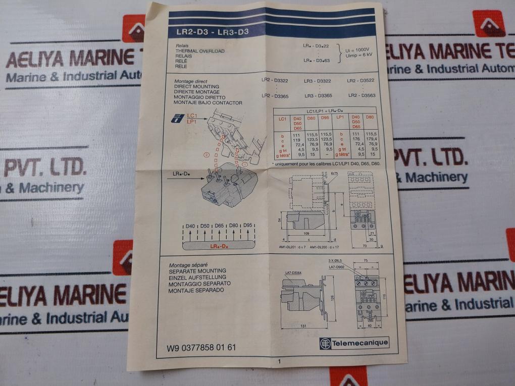 Telemecanique Lr2 D3355 Thermal Overload Relay 30-40 A 690V