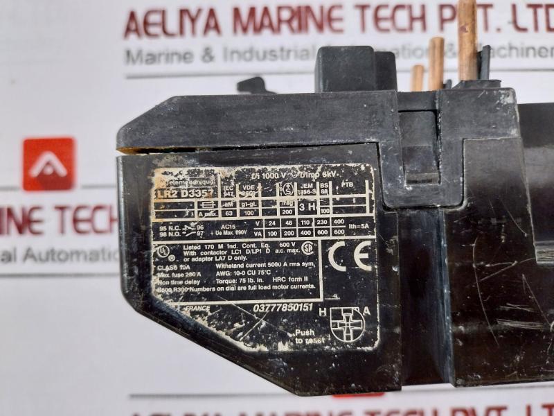 Telemecanique Lr2 D3357 Thermal Overload Relay For Motor 600Vac Max 03777850151