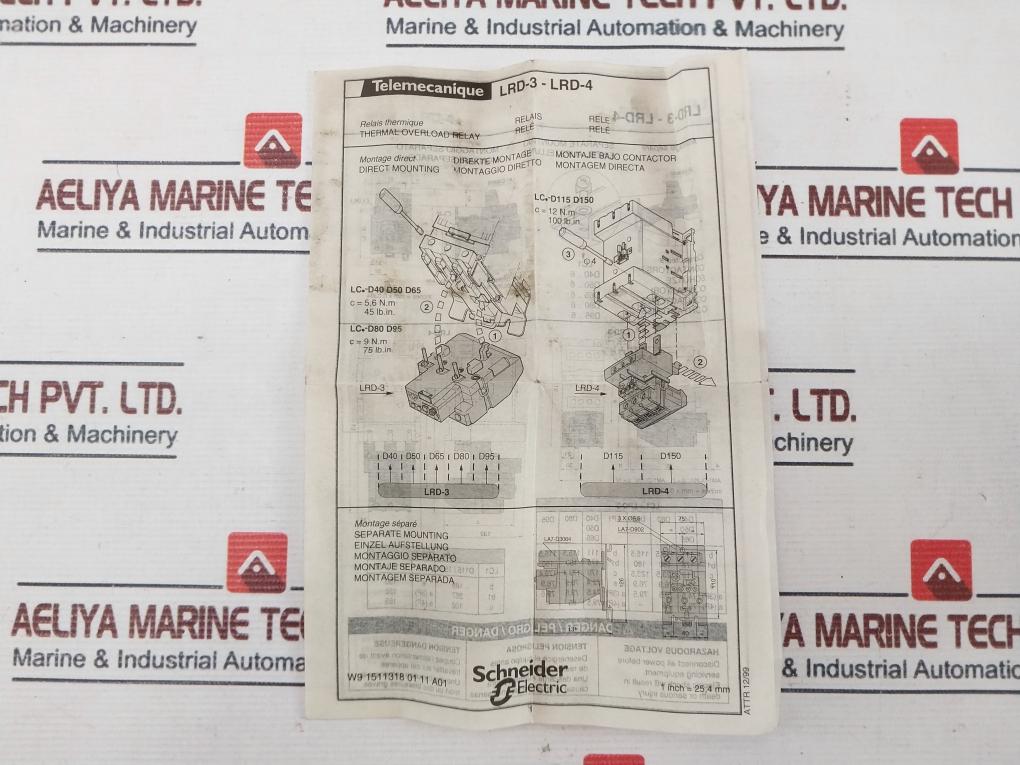 Telemecanique Lr2D3363 Thermal Overload Relay 08 – 63 A 690V