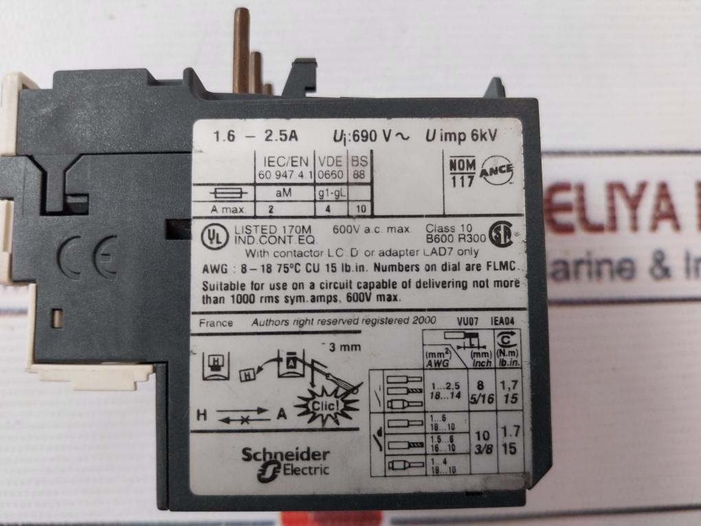 Telemecanique Lrd 07 Overload Relay 1.6-2.5A Class 10