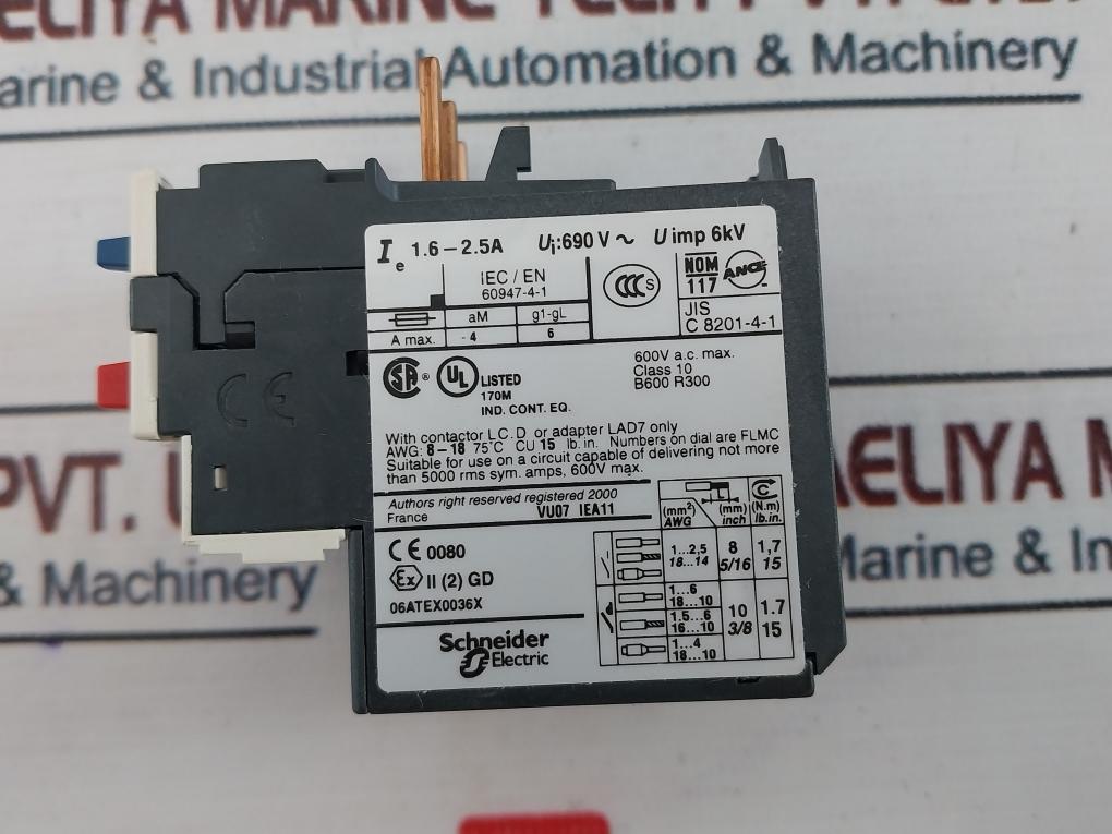 Telemecanique Lrd 07 Thermal Overload Relay 1.6-2.5A 690V~