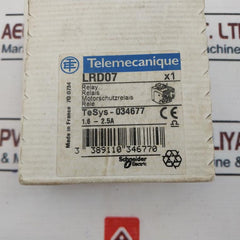 Telemecanique Lrd 07 Thermal Overload Relay 1.6-2.5A 690V~