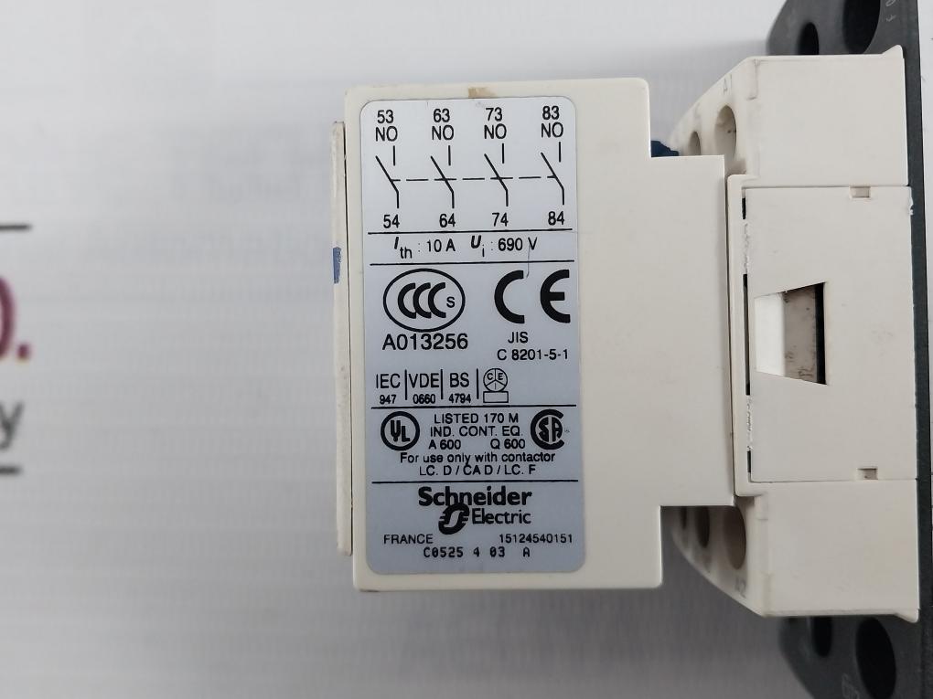 Telemecanique/Schneider Electric La1 Dn40 Auxiliary Contact Block 50A 600V Ac Ma