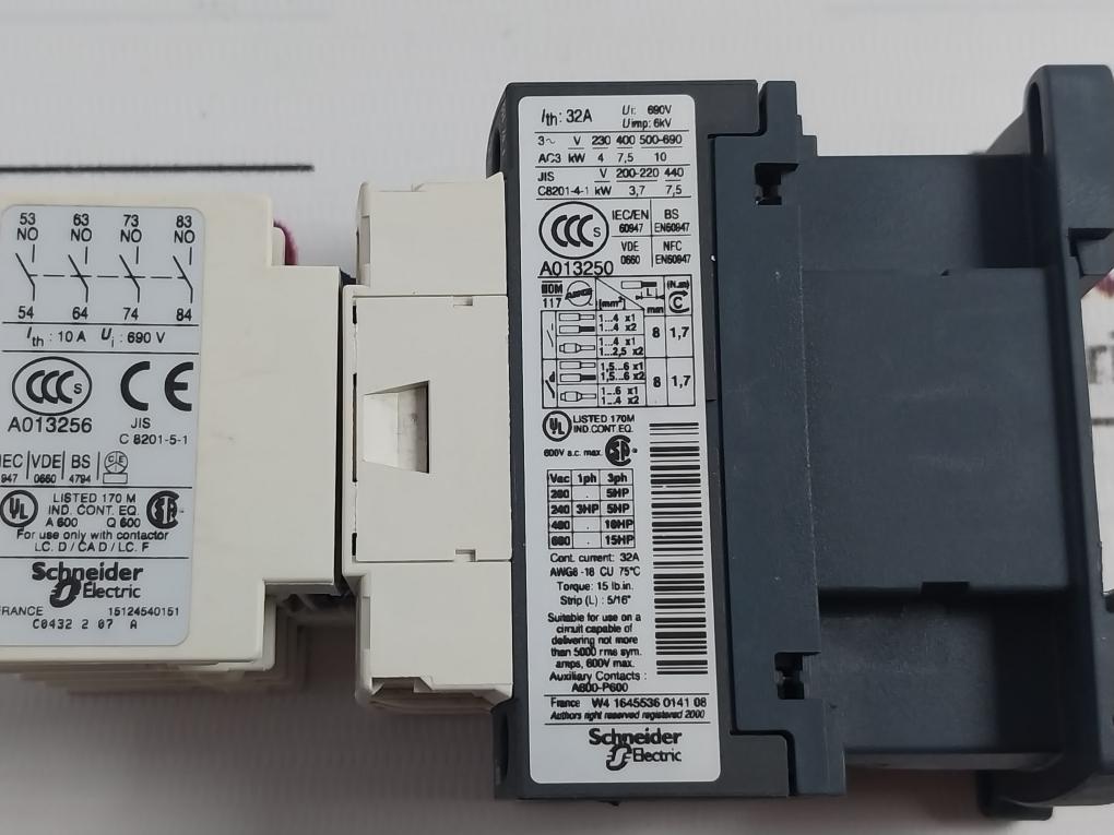 Telemecanique/ Schneider Electric La1 Dn40 Auxiliary Contact Block 600V Ac