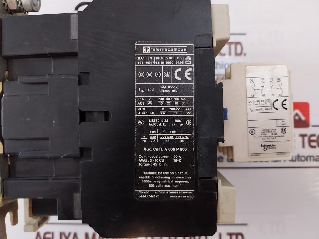 Telemecanique Schneider Electric Square D Ladn22 Auxiliary Contact Block Lc1D501