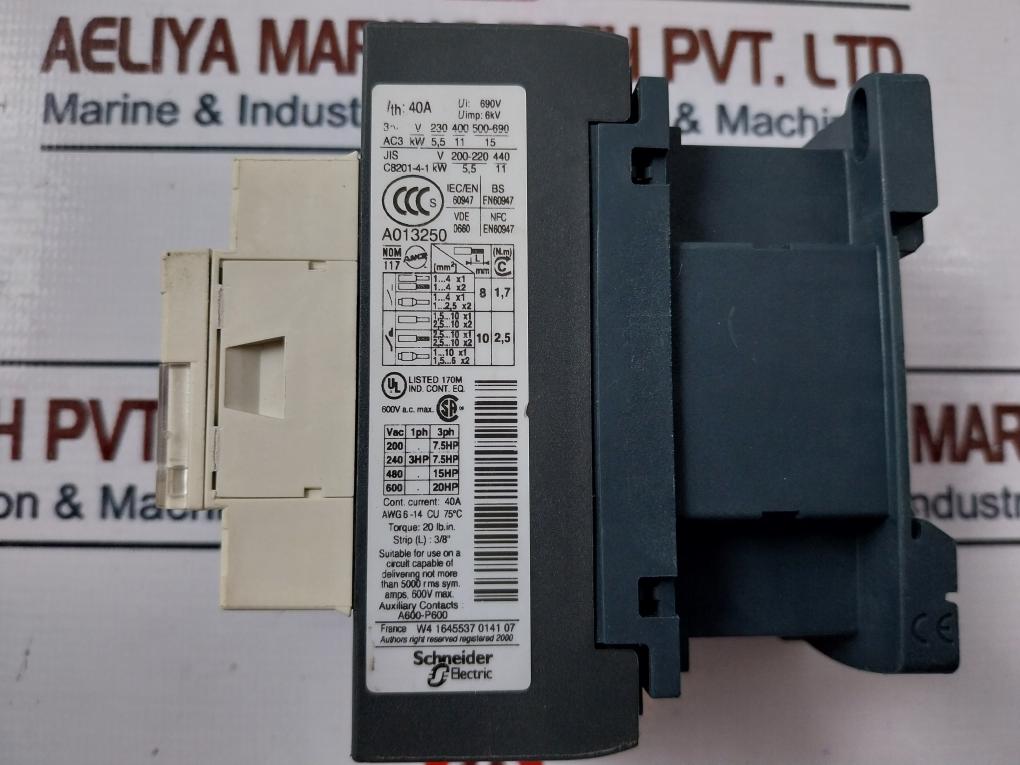 Telemecanique/ Schneider Electric Square D LC1D25 Contactor 40A 6Kv 690V