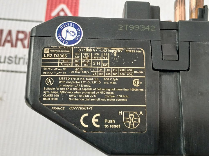 Telemecanique Thermal Overload Relay Lr2 D3365