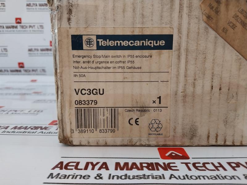 Telemecanique Vc3gu Emergency Stop/main Switch In Enclosure 45a Ip55 3 Pole